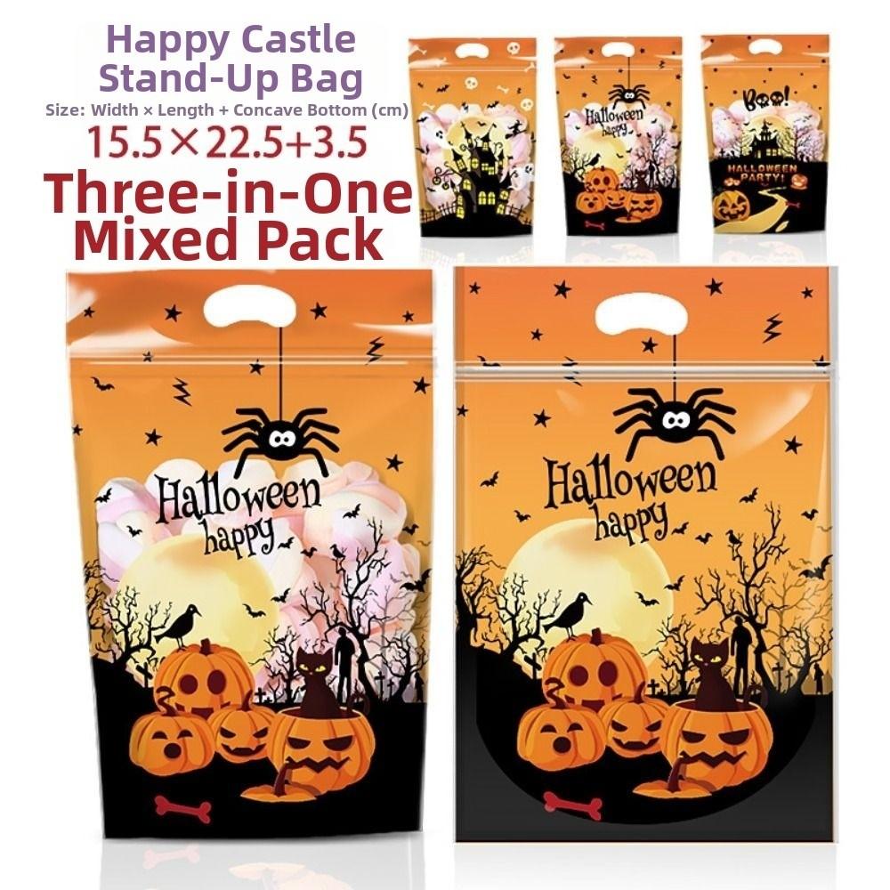 Composite Film Halloween Treat Bags Resealable Zipper Resealable Food Bags Cookie Packaging