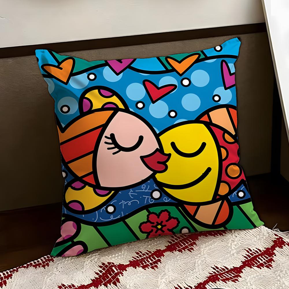 BBritto Art Design Copricuscino Reversibile Morbido Resistente Federa per Cuscino Casa Auto Uso Multi-Scena per Comfort Quotidiano