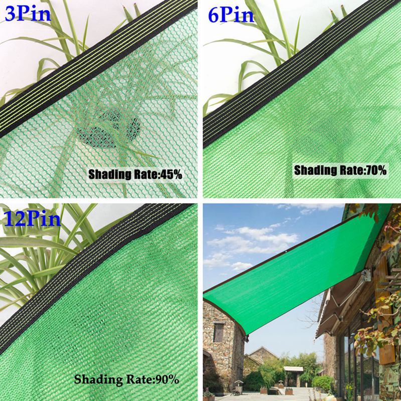 3/6/12Pin Green Sunshade Net HDPE ANti-UV Garden Plant Sun Shelter Balcony Privacy Screen Net Gazebo Swimming Pool Shading Cloth