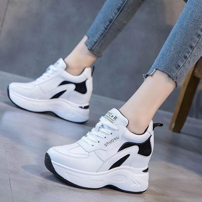 Inner Height-increasing Women's Shoes, Thick-soled Little White Shoes for Women 2025 Autumn New Models, Thin 8cm Small Breathable Sneakers for Women