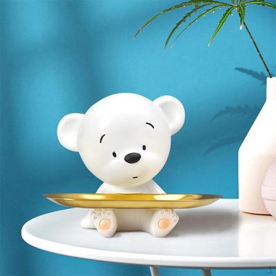 Bear Statue Figurine Entry Desktop Gathering Key Jewelry Storage Plate Ornamental Resin Sculpture