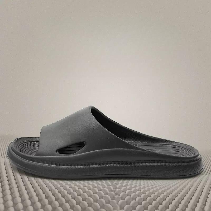 Мужские летние тапочки с защитой от запаха, домашние, домашние, ванные, нескользящие сандалии для купания, верхняя одежда, дышащие легкие тапочки с толстой подошвой 44-45 чёрный