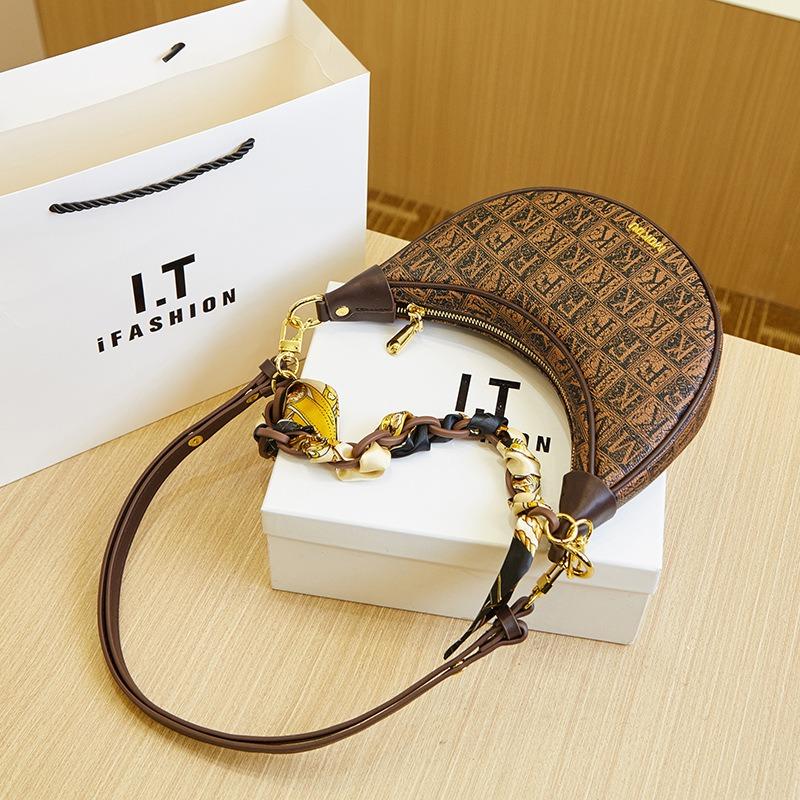 Premium style portable underarm bag trendy women's bag retro presbyopia bag one shoulder cross crescent dumpling bag