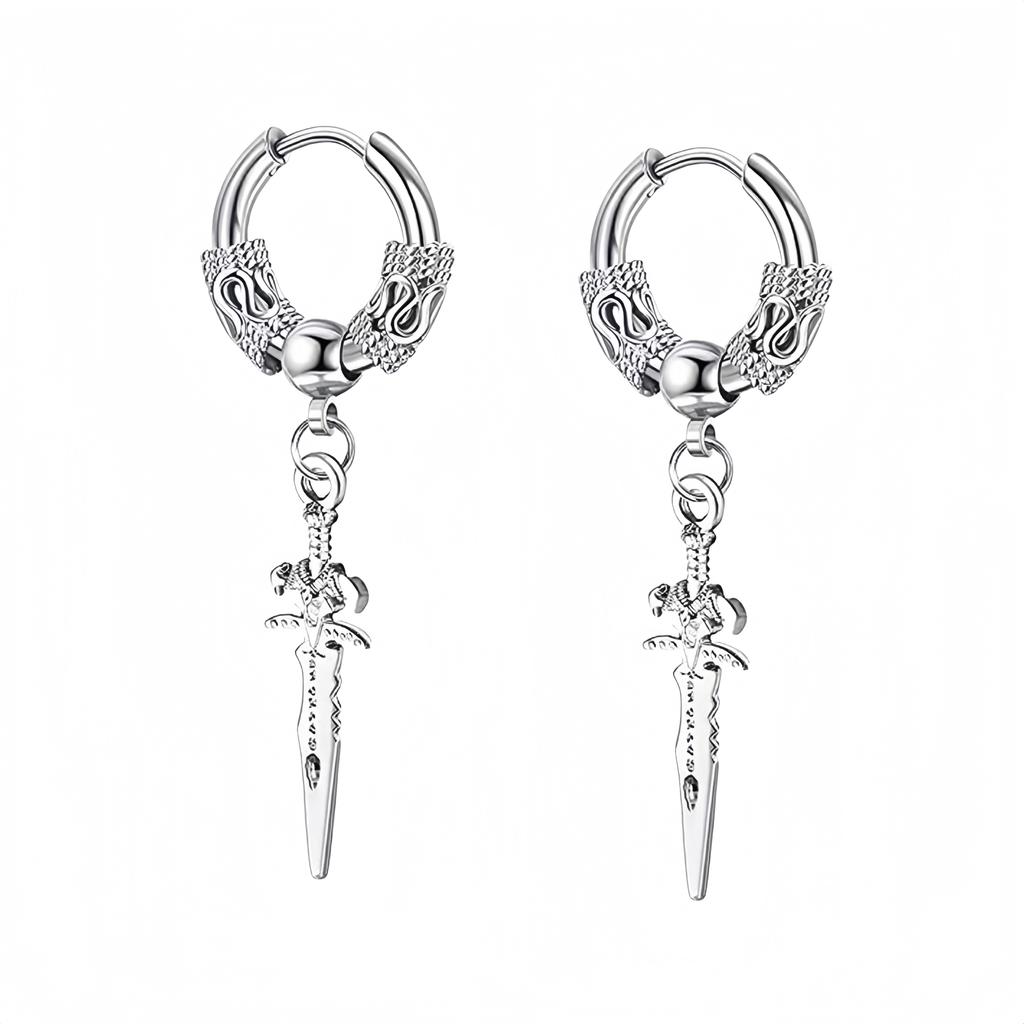 Long Hanging Crosses Leaves Pendants Hoops Woman Earrings Man Vintage Stainless Steel Hip Hop Ear Piercing Jewelry Accessories