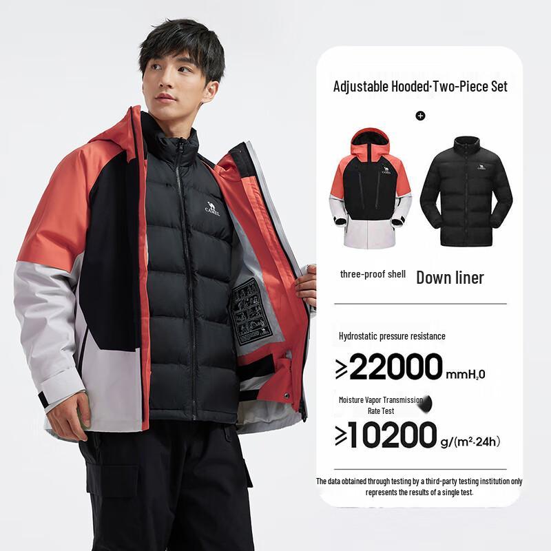 Men's Camel Goose Down 3-in-1 Winter Jacket