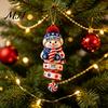 Indoor Outdoor Festive Decor 2026 Patriotic Snowman Christmas Ornament, Acrylic Hanging for Tree, Tree Ornament Holiday Pendant Home Party Accessory