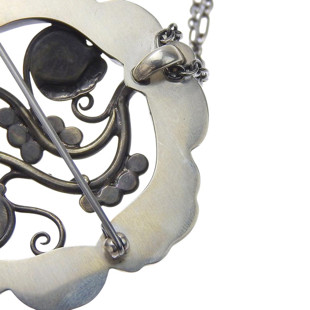 Georg Jensen Moonlight Blossom Necklace 2WAYBrooch #159 Silver925 23.1g Women Used