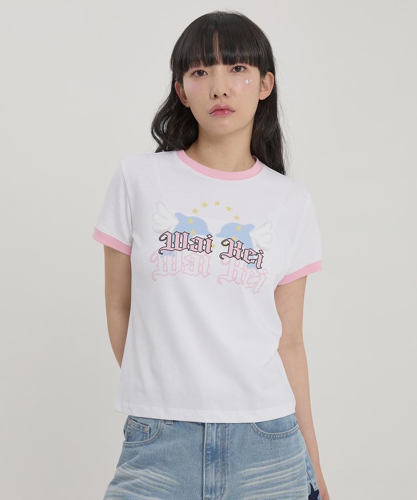 WAIKEI Angel Dolphin Short Sleeve T-Shirt White