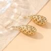 Able Copper Material Craftsman Hand Carved Petal Earrings, Women's Three-dimensional Long Spherical Earrings
