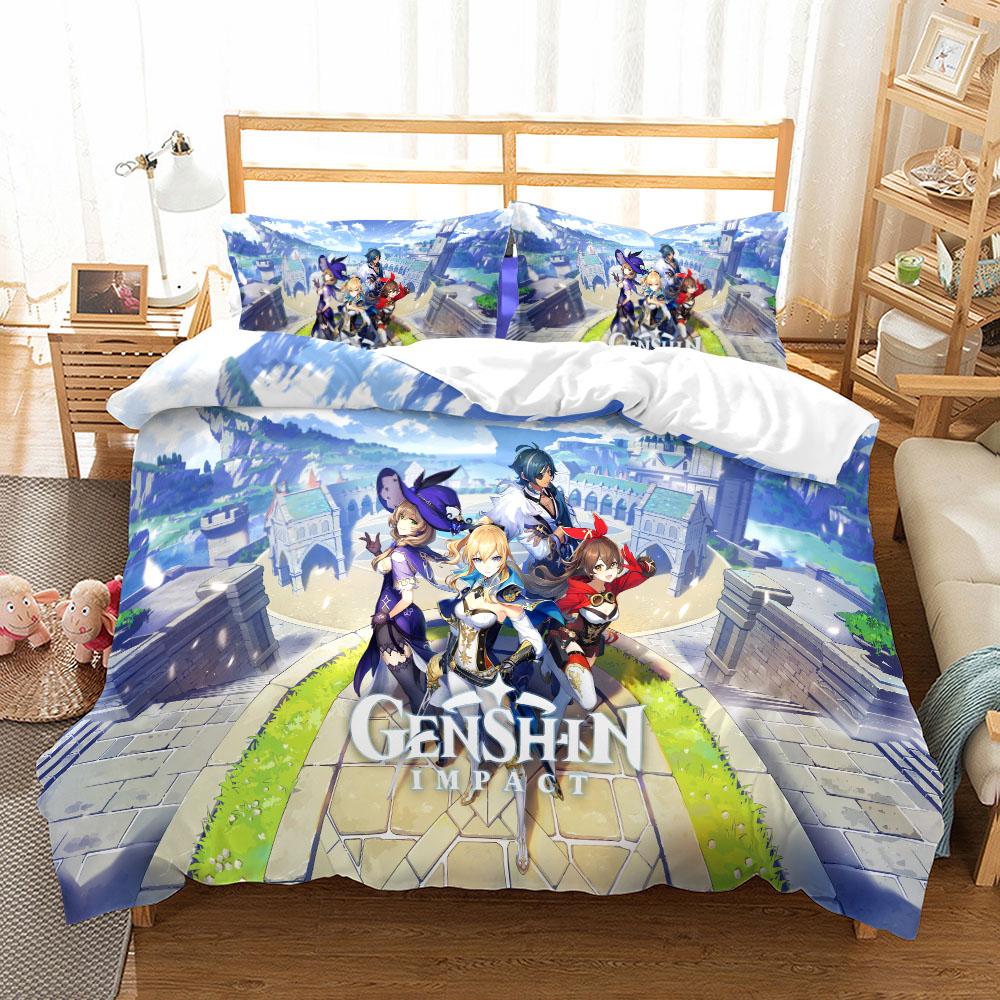 Pop Game Genshin Impact Duvet Cover Set UK Single Double Queen US Twin Full King Size Animal Bedclothes