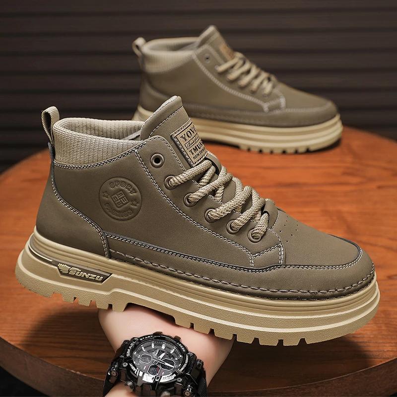 Herren High-Top Stiefel Lässige Sportschuhe für Herren Trendige Allround-Knöchelstiefel Outdoor Dicke Sohle Herren Arbeitsstiefel Neu