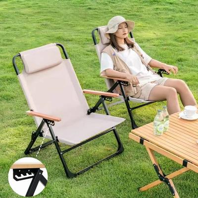 Folding Camping Chair,5 Gear Adjustable Recliner Foldable Outdoor Chair,Lightweight Portable For Household Beach Fishing Trave.