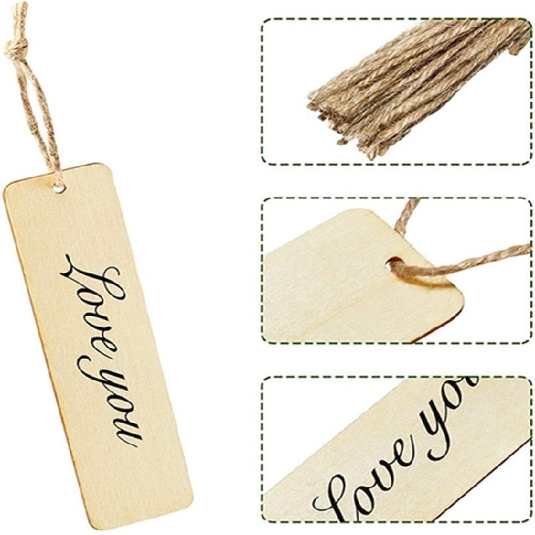 Set Of 10 Unfinished Wood Bookmarks with String Handmade Wood Bookmarks Supplies for Kid Adult Art Craft Project