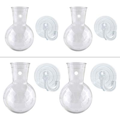 Set di 2/4 Contenitori Idroponici Acrilici da Appendere per Piante Vasi da Fiori con Ventose per Decorazioni Finestre di Case Uffici