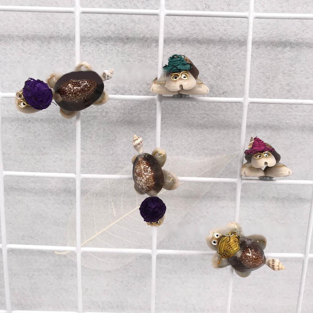 10Pcs Miniature Conch Turtles Figure Toy with Cute Colorful Hat Sea Creatures Animals Statue for Outdoor Garden Decors