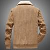 Men's Autumn/Winter 2025 Corduroy Lambswool Jacket - Thickened Warm Outerwear for Middle-Aged Men