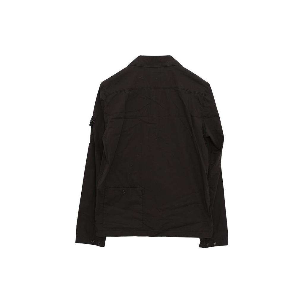 Stone Island Jacket Kids Solid Color Lapel Zipper Fit Pocket Long Sleeve Kids jackets Black 761610402-V0029