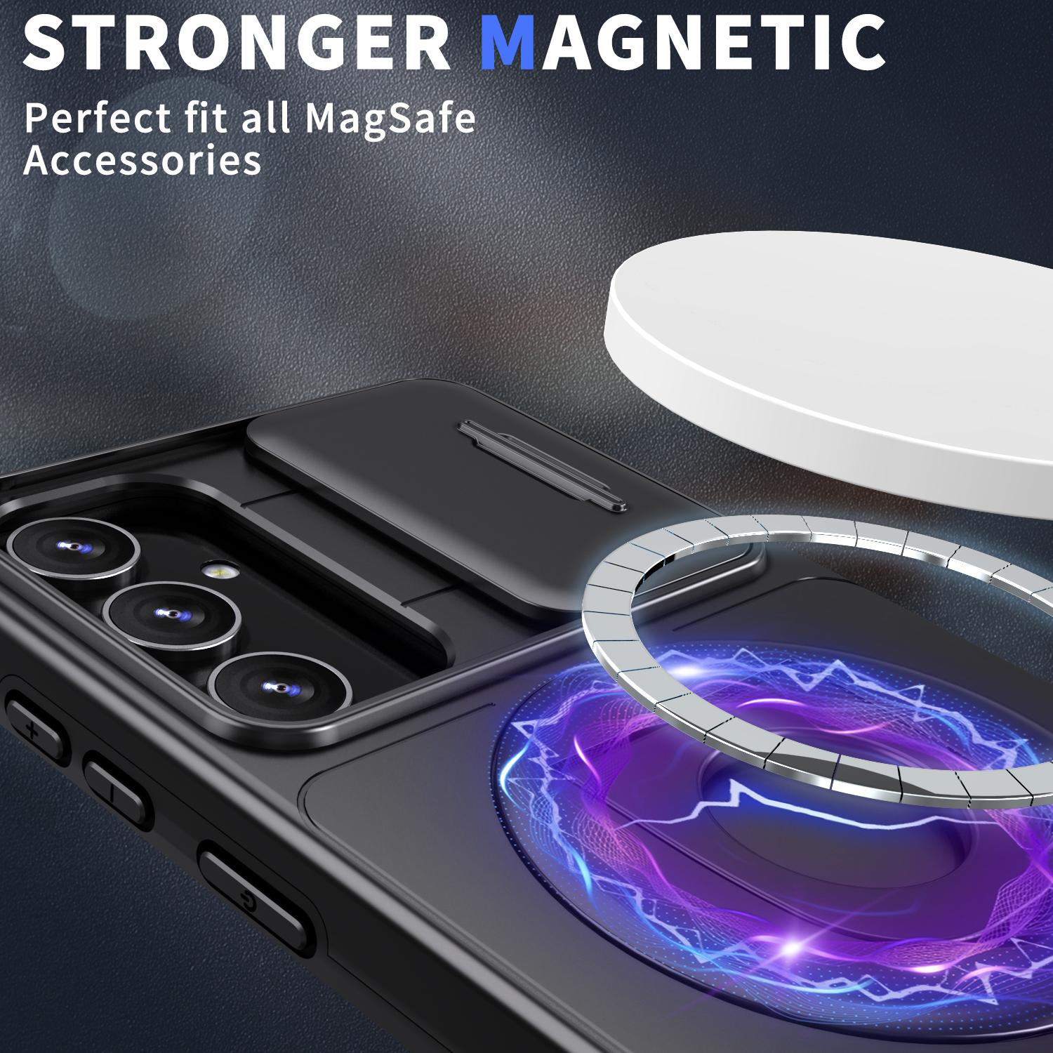 

For Samsung Galaxy S23 FE Case PC+TPU+N52 Magnet Phone Protective Shell Compatible with MagSafe Black