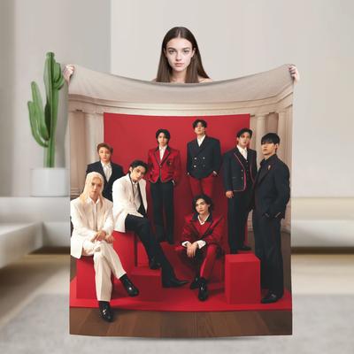 S-StrayKids Warm Blanket K-pop Boys Group Child Plush Throw Blanket Funny Home Decor Flannel Bedspread Sofa Bed Cover