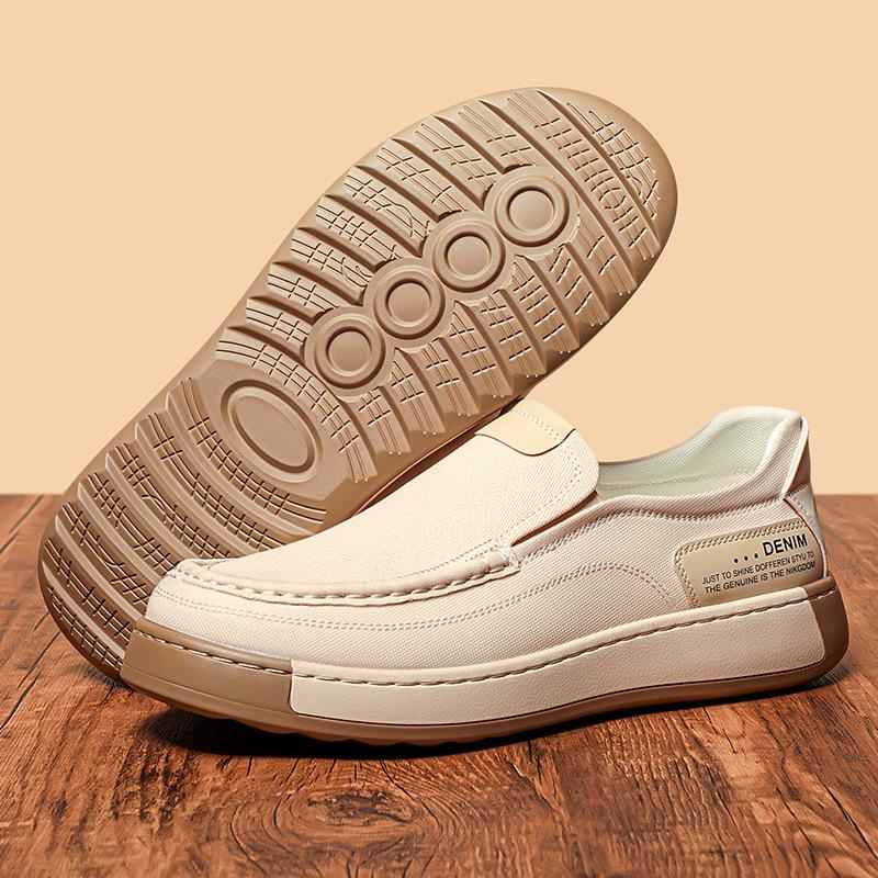 Spring Autumn New Designer Canvas Shoes for Men High Quality Fashion Casual Shoes Male Light Breathable Solid Color Loafers Man