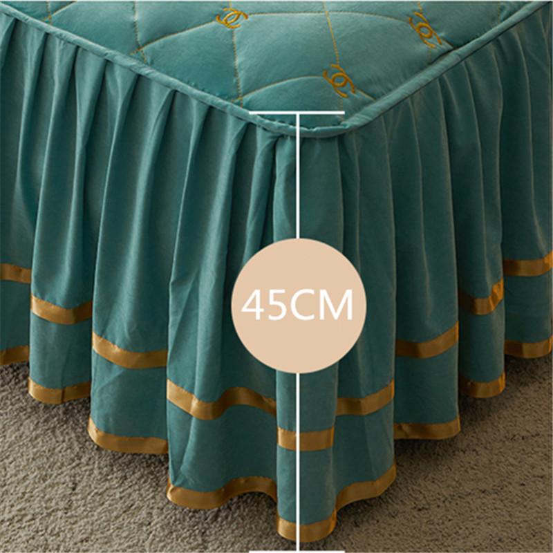 Luxury Green Quilted Bedspread On The Bed Queen Bed Skirt Single-piece Anti-slip Bed Sheet with 45cm Height Skirt Home Textiles