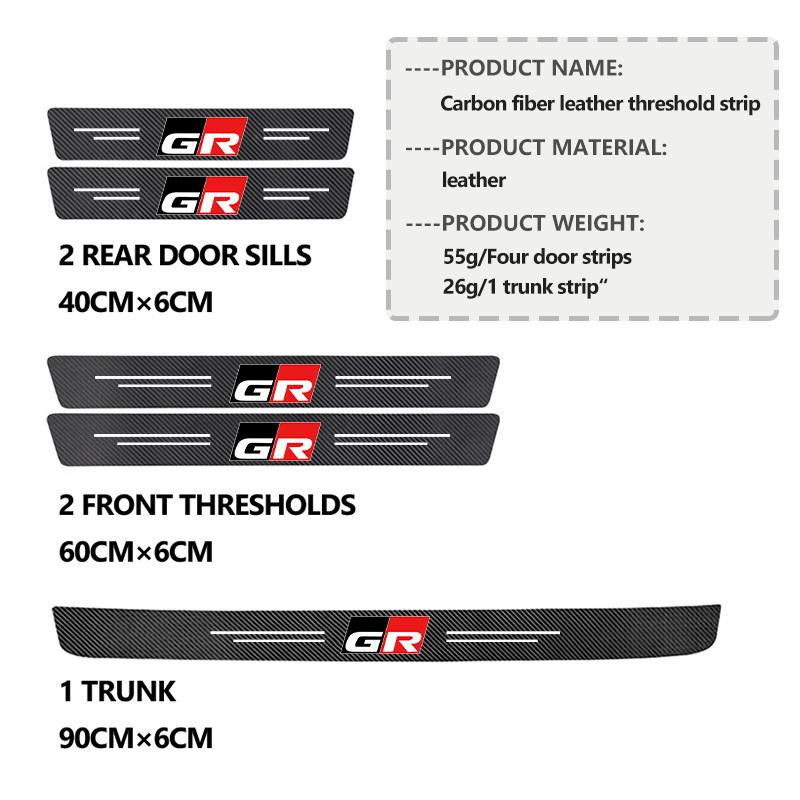 Car Carbon Fiber Door Sill Anti-Scratch Guard Sticker Accessories For Toyota GR MN Crown RAV4 Yaris Land Cruiser Corolla Prius