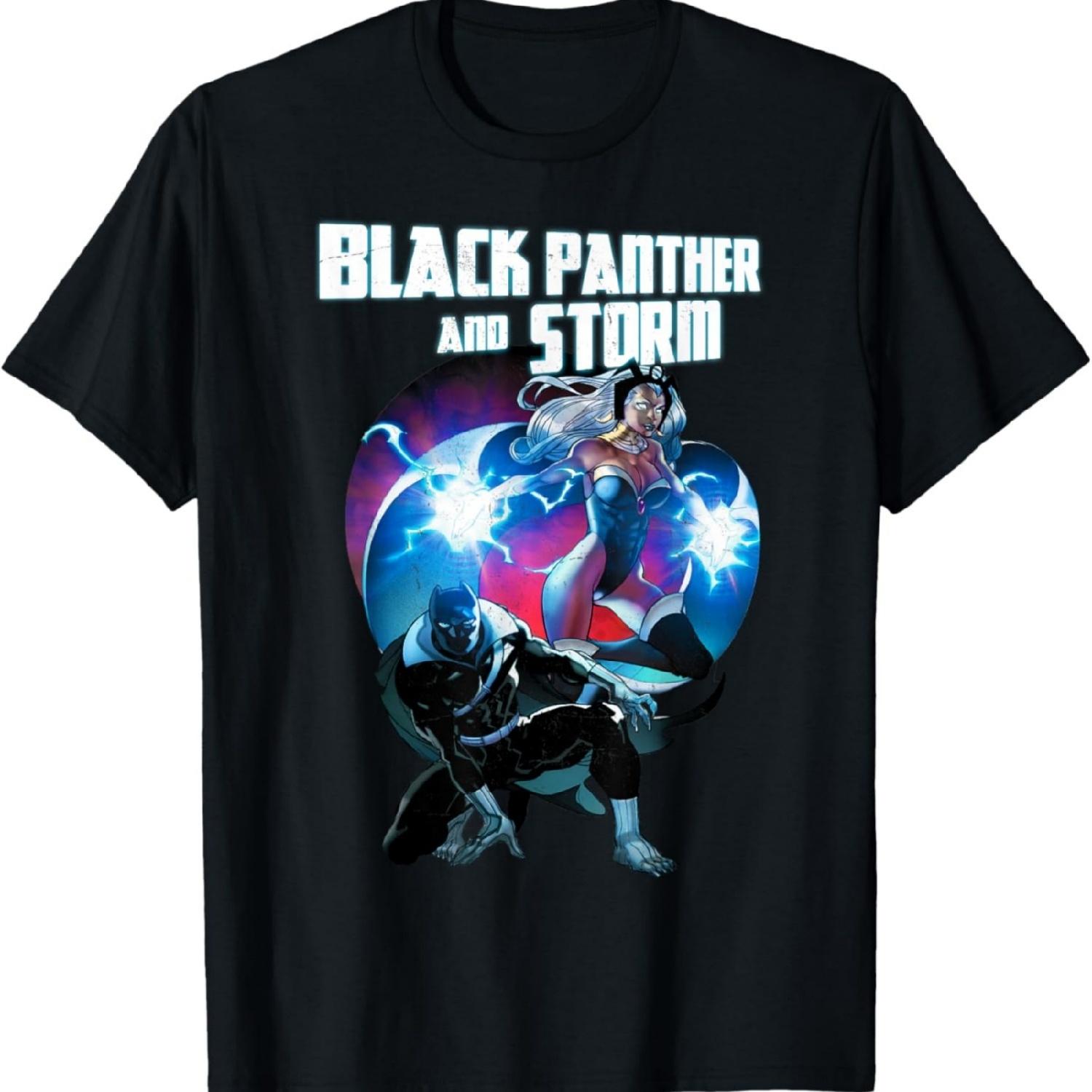 Marvel Black Panther And Storm Lightning Portrait T-Shirt XXXXXL разноцветный
