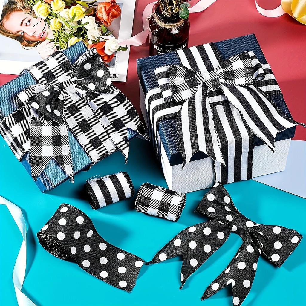 Unique Style European Black And White Ribbon With Stripes And Dots Crafts For