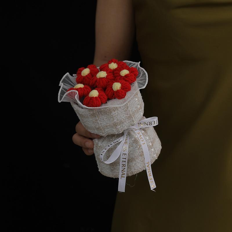 

Simulation Puff Flowers Handmade Woven Finished Bouquet Wedding Party Decoration Birthday Mother s Day Valentine s Day Gift