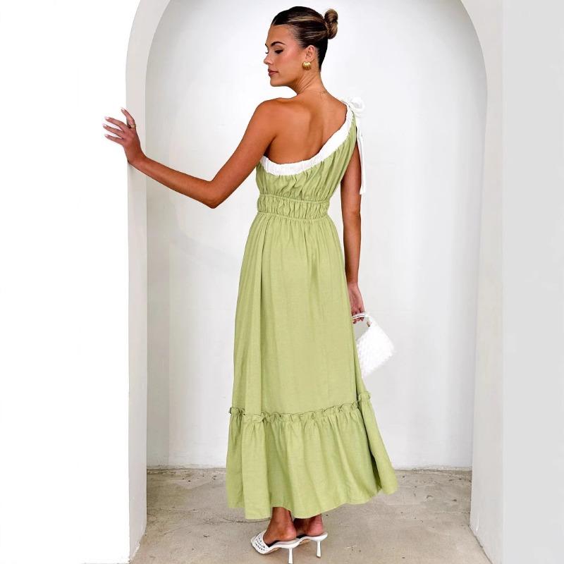Women's Summer Fashion Casual Lace-up Solid Color Dress