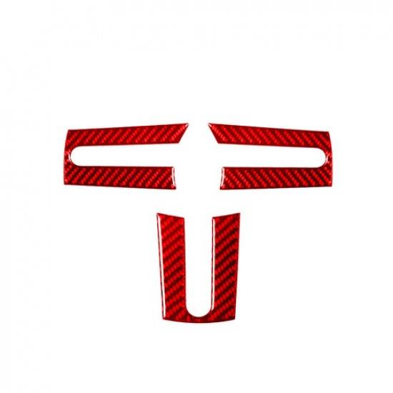 Red Carbon Fiber Interior Steering Wheel Cover Trim For Ford Mustang 2005-2009