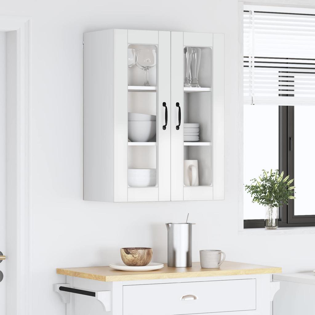 Porto Wall Mounted Glass Cabinet High Gloss White 60 x 31 x 80 cm