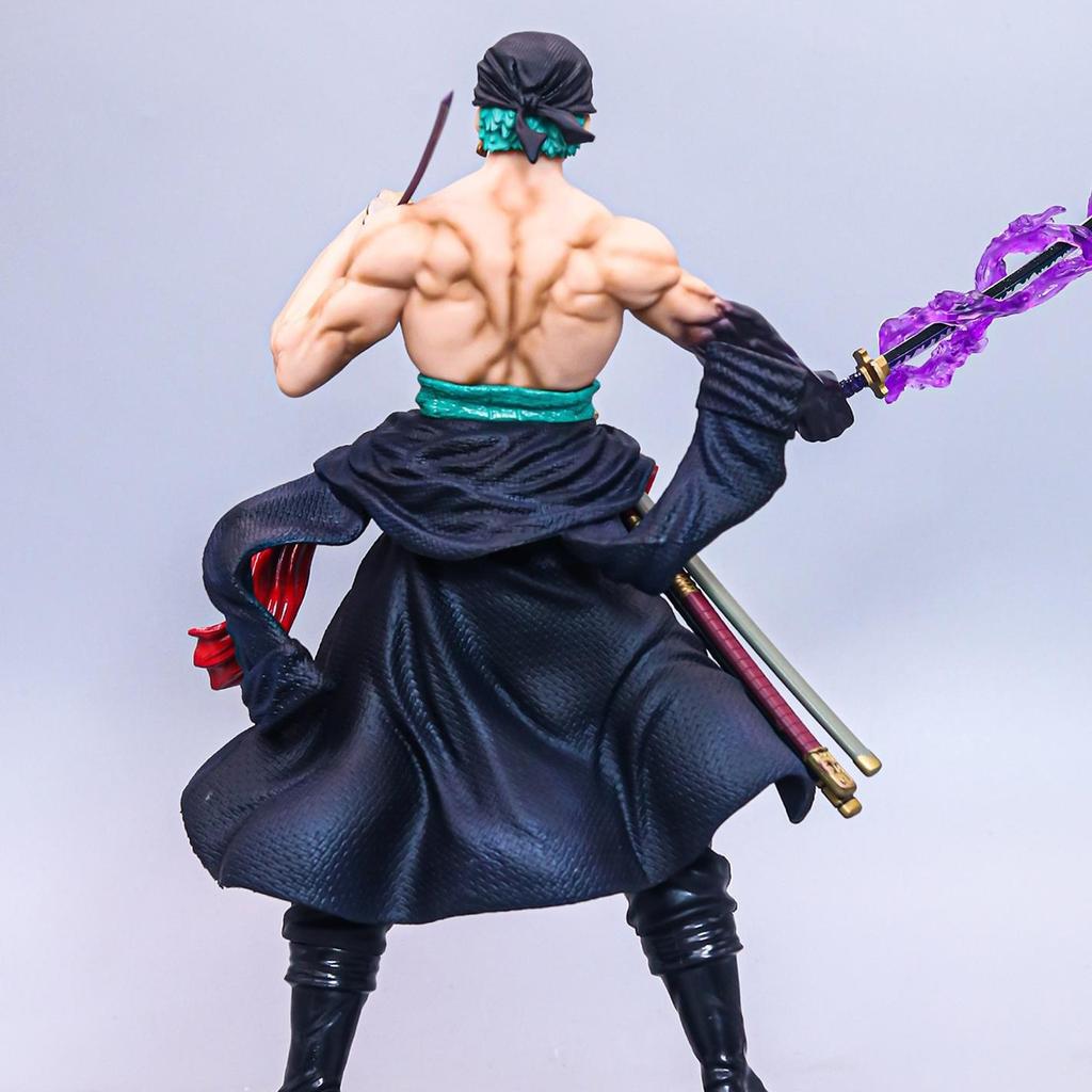 Anime One Piece Figure Three Knife Flow Battle Stance Zoro 2 Head Action Statue Model Doll PVC Collection Toy Boy Gift