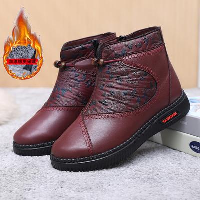 Winter New Women's Cotton Shoes with Fleece and Thickened Warmth Mother Cotton Boots for Cold-proof and Non-slip Boots for Middle-aged and Elderly