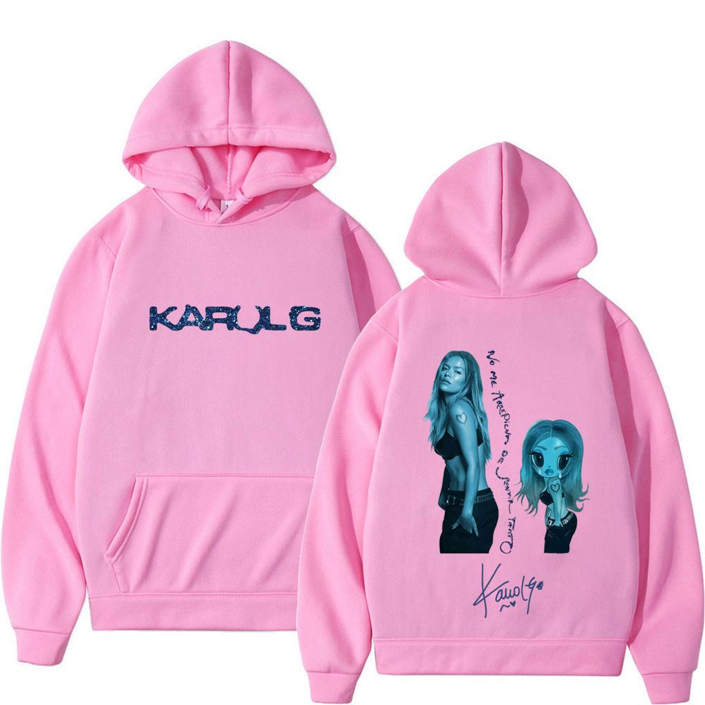 Karol G Album No Me Arrepiento De Sentir Tanto Print Hoodie Men Women Fashion Harajuku Loose Sweatshirts Tops
