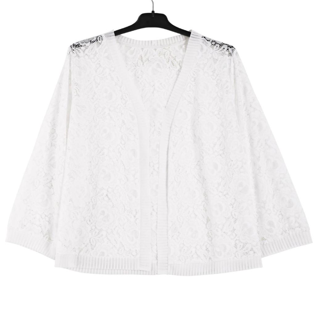 V-neck Three-quarter Sleeve Fashionable Women's Top Lace High-end Knitted Cardigan