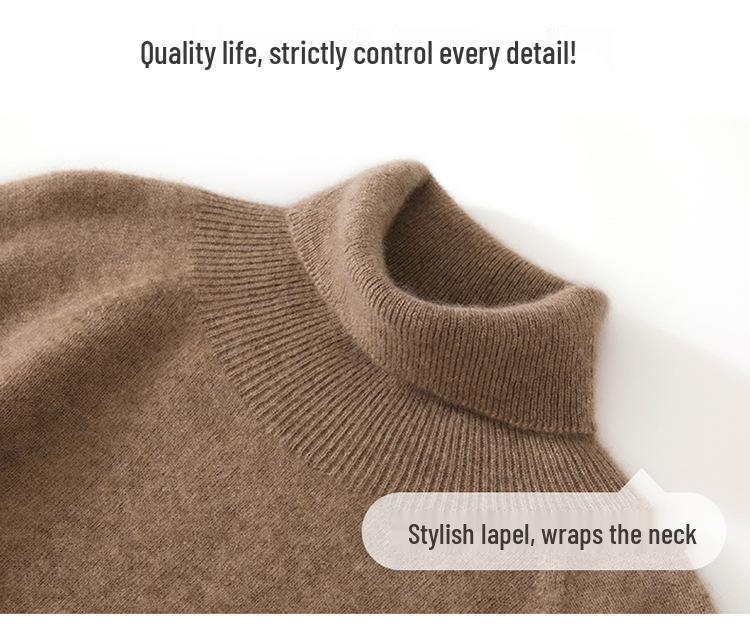 High Neck Cashmere Loose Knit Sweater for Women