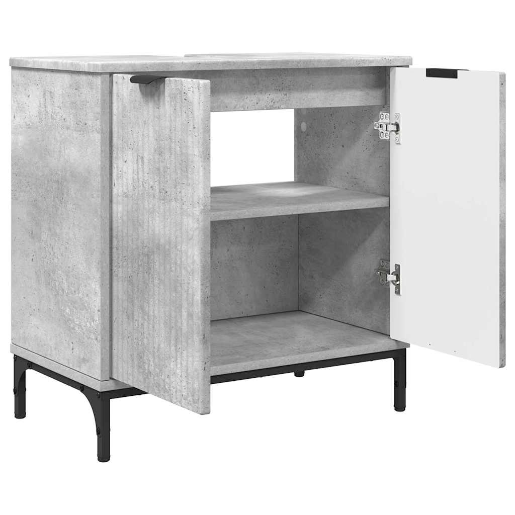 Bathroom Furniture Set with Shelf 3 Pcs Concrete Grey Particleboard