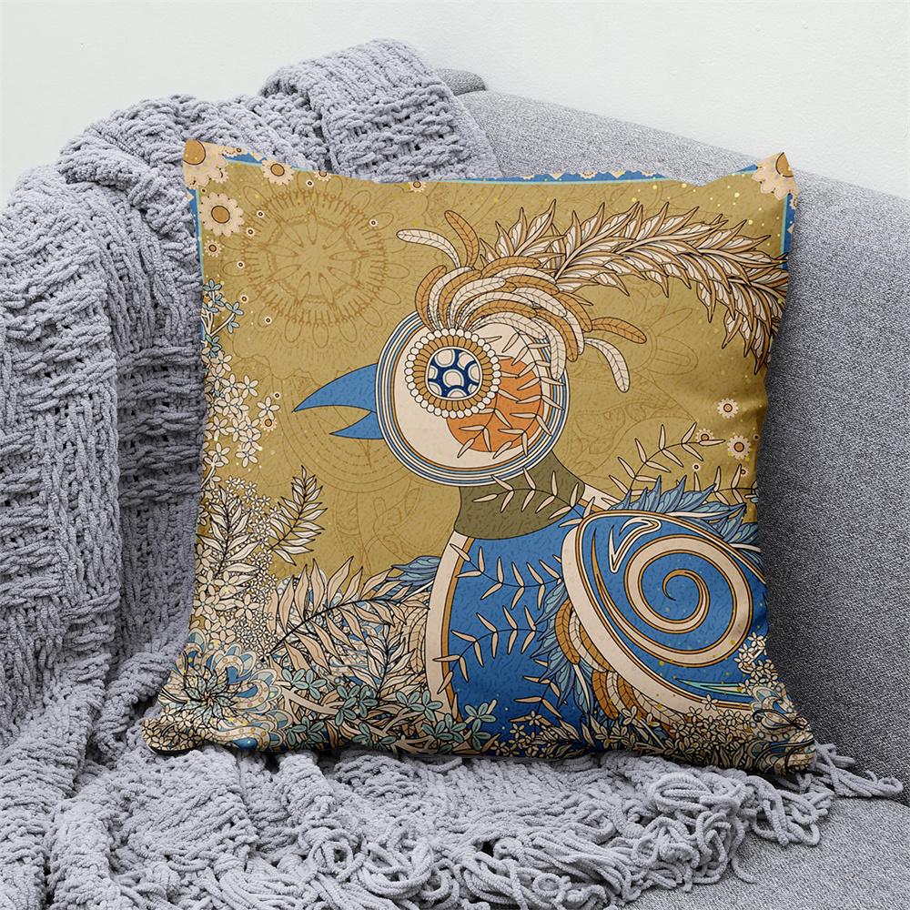 Lucky Cat Japanese Style Sofa Bed Decorative Pillow Cover Home Decor Mount Fuji  Art Cushion