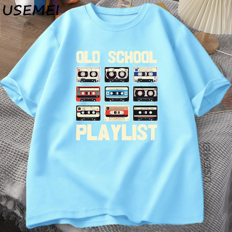 Kassettenband Musik Old School T-Shirt Playlist Digitales T-Shirt Baumwolle Kurzarm Rundhals T-Shirt Sommer T-Shirts Rundhals
