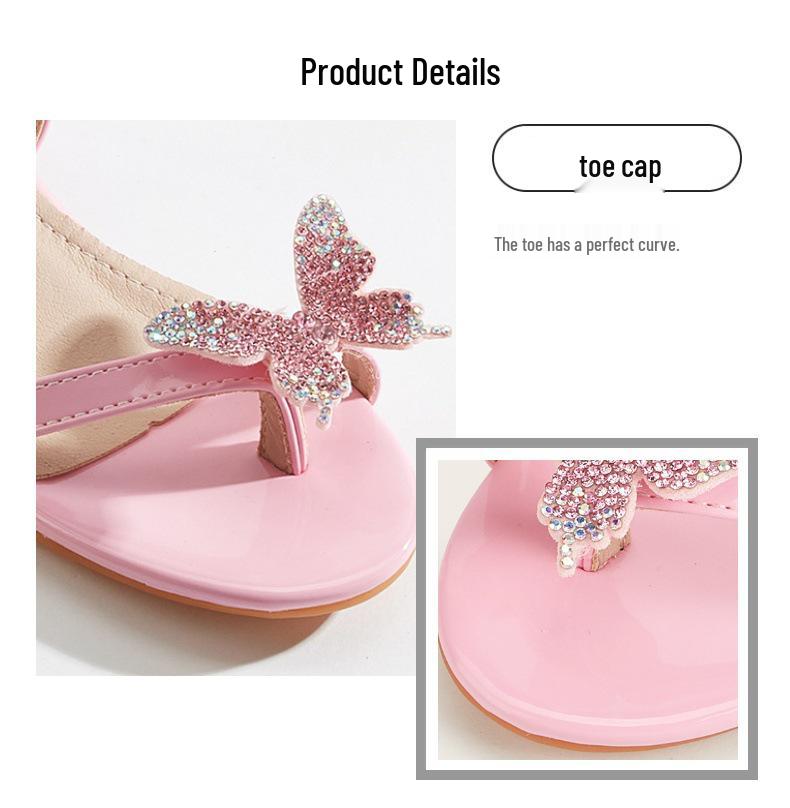2025 Pink Bow Chunky Heel Open Toe Sandals for Girls
