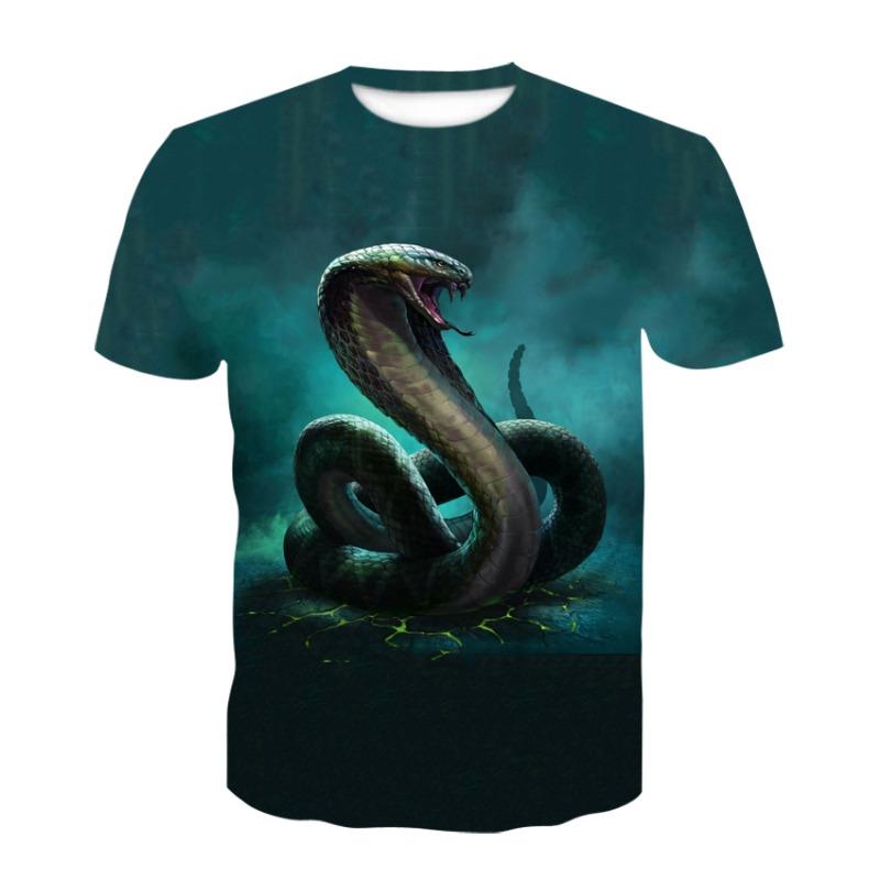 2022 New Snake Pattern Men's T-shirts Men's Animal 3D Short Sleeve Summer Casual Tops Fashion O-Neck Shirts Street Clothing