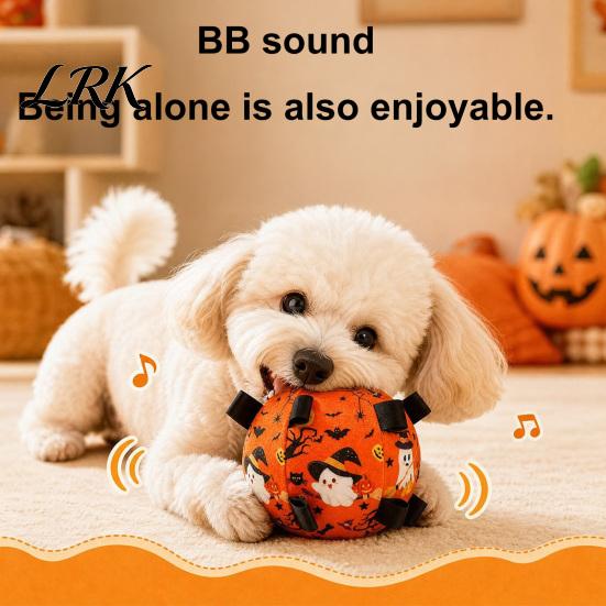 Interactive Pet Supplies Squeaky Dog Chew Ball Toy for Halloween, Bite Resistant Plush Toy, Teething Small Medium Large Breeds Dogs Tug Toys