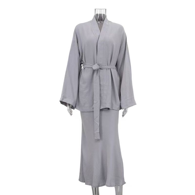 

Мода Новое поступление Свободный Повседневный На шнуровке Топы Юбка Костюм Топ на шнуровке и Юбка Комплект Gray L