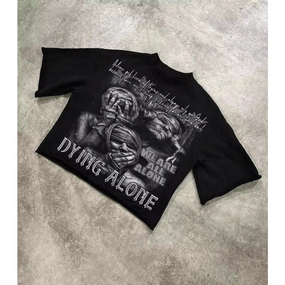 Harajuku vintage couples hiphop fashion streetwear high street popular t-shirt men american casual y2k tops oversized t shirt