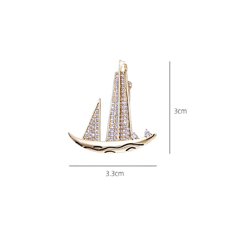 Exquisite Small Sailboat Brooch For Women Men Temperament Lapel Pins Versatile Shiny Corsage Clothing Accessories Gifts