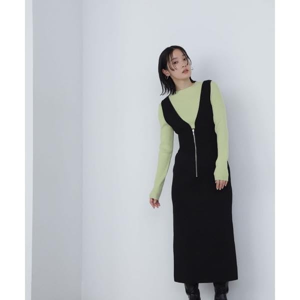 [Natural Beauty Basic] Knit Jumper Skirt with Rib Inner Set