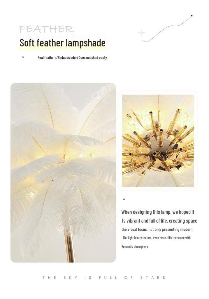 Nordic Ostrich Feather Floor Lamp - Bedroom & Living Room Decorative Light