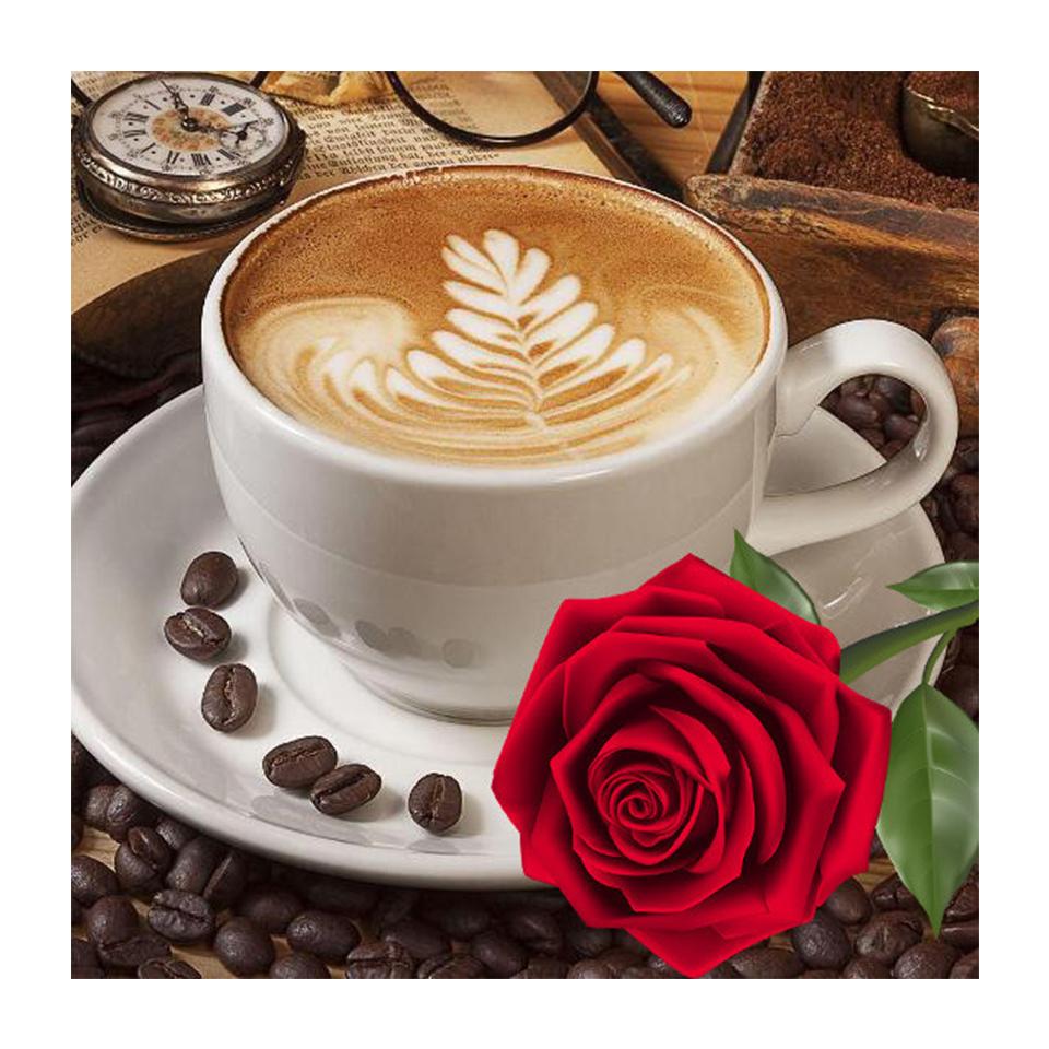 5D DIY Full Round Diamond Painting Coffee Diamond Embroidery Rhinestone Picture Cross Stitch Mosaic Home Decoration Gift