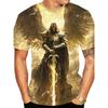 Mens 3d Angel Warrior Graphic T Shirt Golden Sword Design 3D Printed Tshirt For Men Clothes Wing Ornate Border Unisex Tee Tops